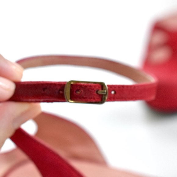 Stephane Kelian Made in FRANCE Red Suede 2.25” Wedge shoes Womens 6.5 - Picture 13 of 13